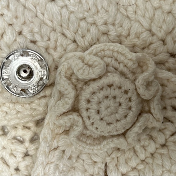 Y2K Cropped Chrochet Cable Knit Shrug Coquette Girl Cream Cardi Cottage Core SzM - Picture 9 of 15